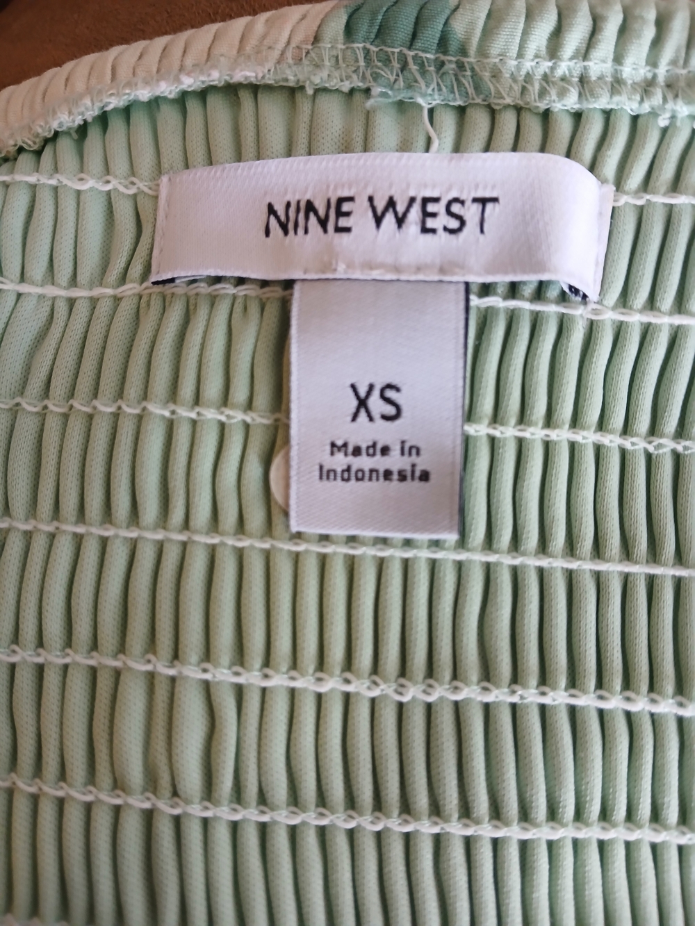 Nine West Smocked Pastel Mint Puff-Sleeve Mini Dress Multi Color Women's XS - Picture 7 of 8